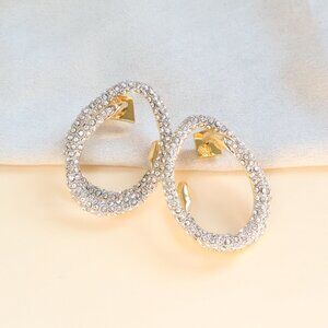 NEW Alexis Bittar Solanales Gold White Crystal Spiral Post Earrings
